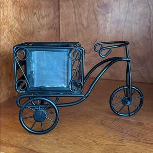 Small Black Metal Tricycle Frame with Two Photo Slots